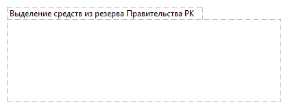 Выделение средств из резерва Правительства РК